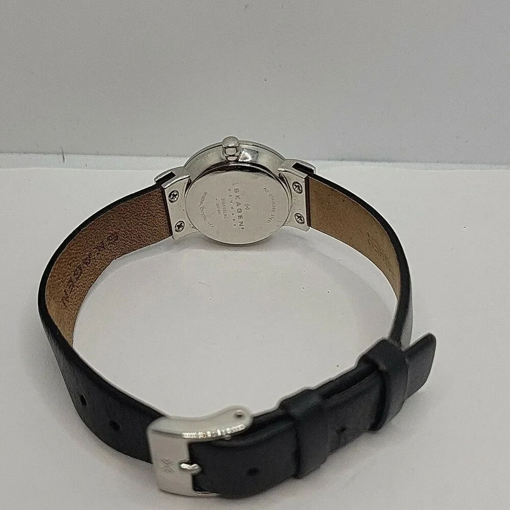 Skagen Steel 358XSSLBC Womens Black Leather Analog Dial Quartz Wrist Watch AM751